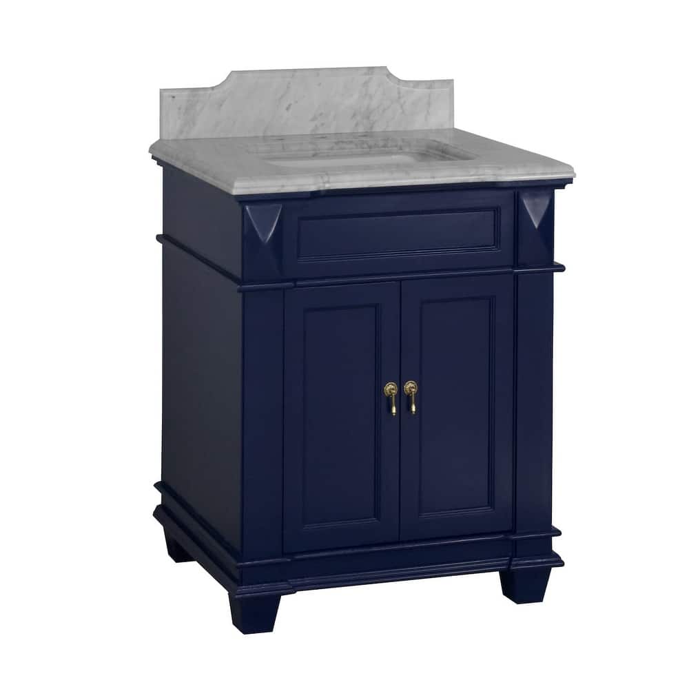 KitchenBathCollection Elizabeth 30" Bathroom Vanity with Carrara Marble Top