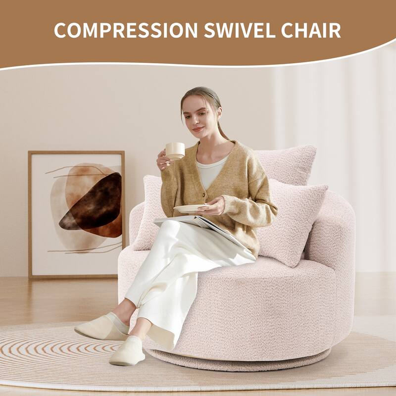 Single Seat Full Sponge Compression Swivel Chair Single Sofa - Beige