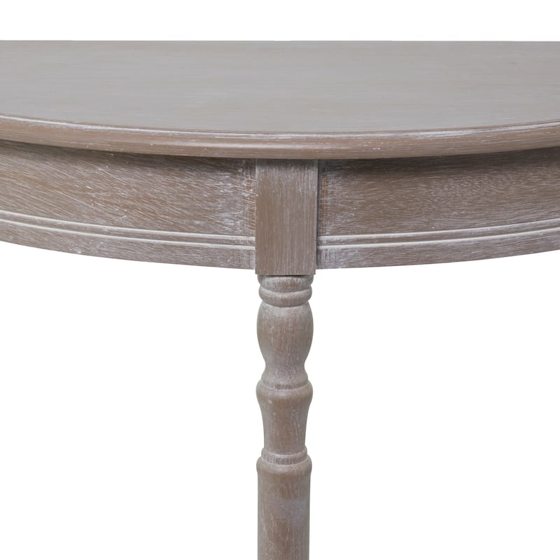Wood Half Moon 1 Shelf Console Table - Light Gray or Light Brown - Roche River Decor
