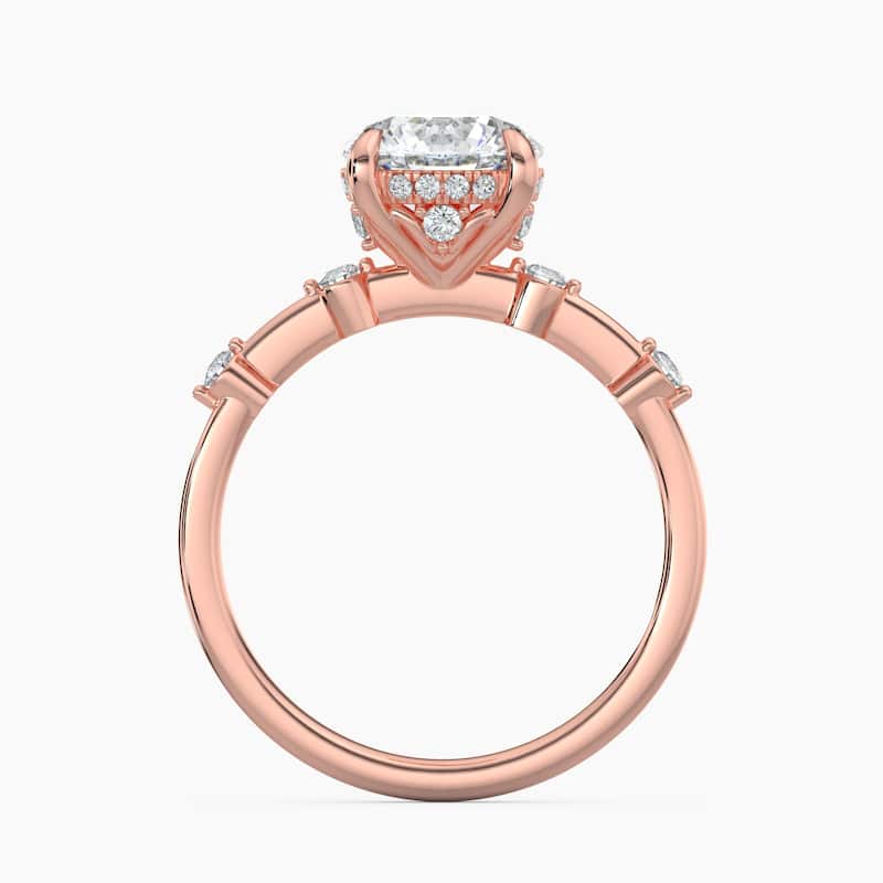 Auriya 14k Gold Petite Diamond Station Round Lab Grown Hidden Halo Engagement Ring 1.00 to 5.00 ct. tw.(F-G, VS)