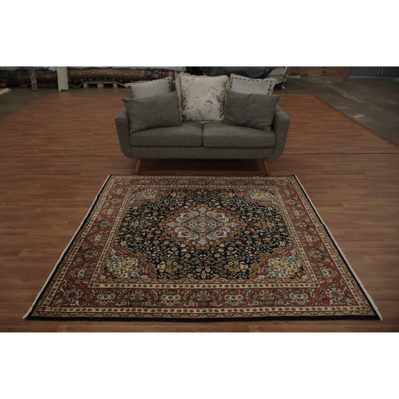 Hand Knotted Oriental 100% Wool Carpet Traditional Floral Navy Blue & Blues Bokhara Area Rug - 6' 3'' X 6' 2''