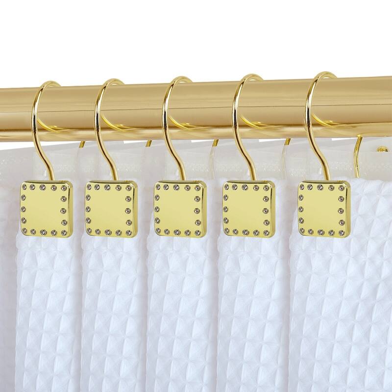 Utopia Alley Shower Hooks, Double Shower Curtain Hooks for Bathroom, Crystal Design, Set of 12