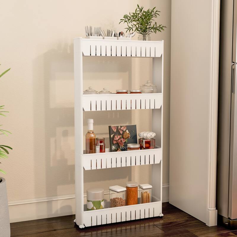 Slim Rolling Storage Cart - Utility Cart with Wheels by Lavish Home (White)