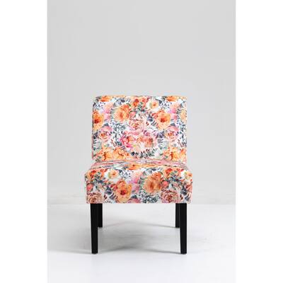 Floral Fabric Design Upholstered Accent Chair Side Chair SET OF 2