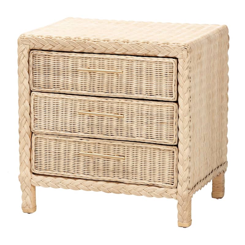 Lanica Japandi Sun-Bleached Braided Rattan Queen Size 4-Piece Bedroom Set