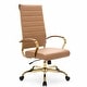 preview thumbnail 50 of 98, Benmar Ribbed Leather Executive High Back Office Chair with Gold Frame, Swivel, Tilt, Lumbar Support