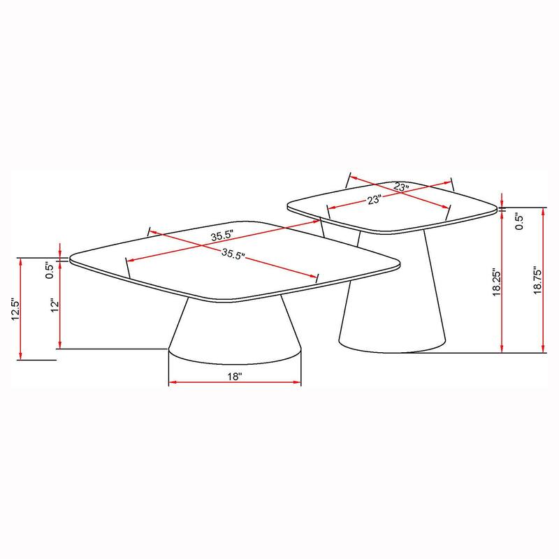 Eason 2-piece Cocktail Coffee Table Set Concrete and Black