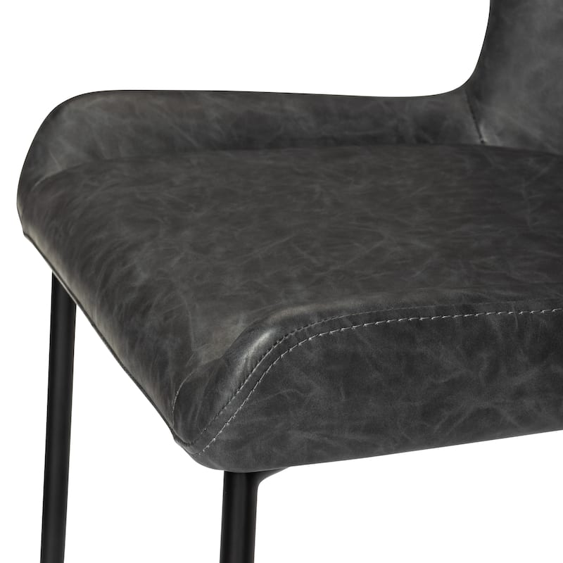 Maven Lane Naomi Metal Kitchen Stool with Vegan Leather Upholstery