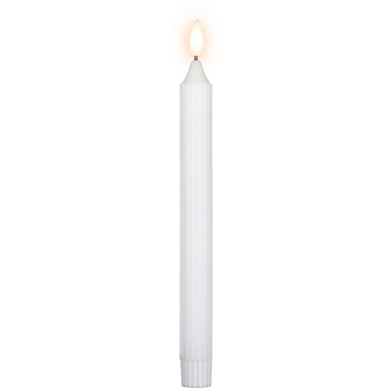 LED Flickering Flameless Taper Church-Top Christmas Candles - 9.75" - White - Set of 2