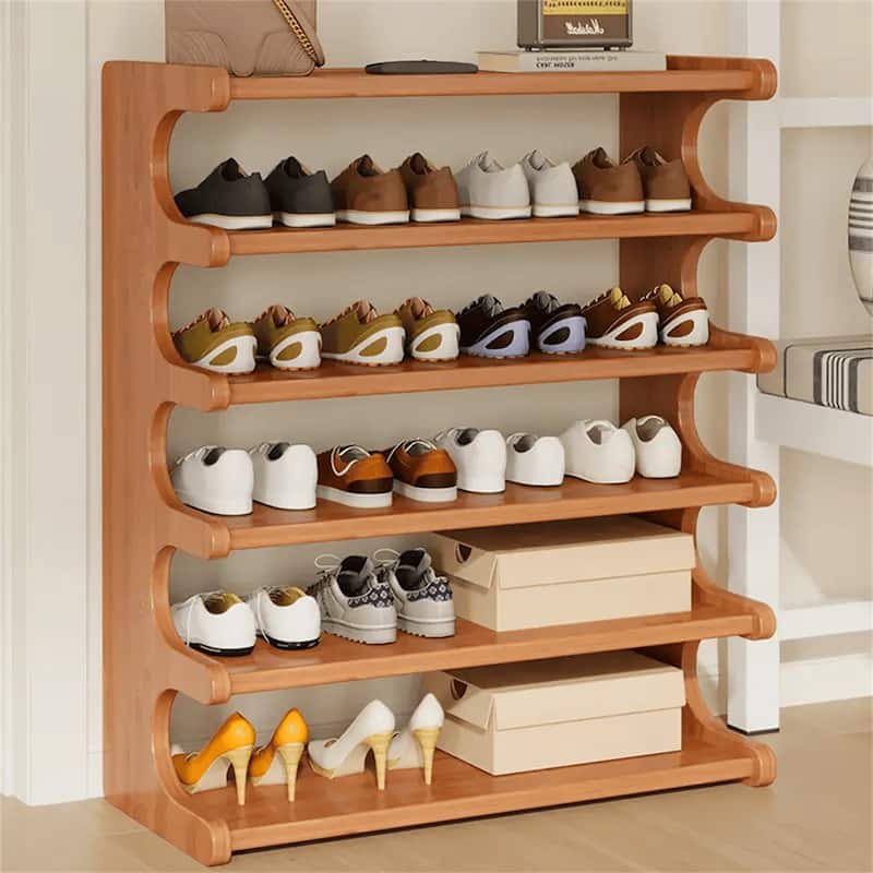 6-Layer Wood Grain Shoe Rack