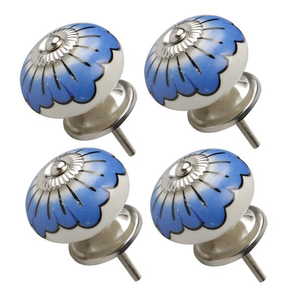 4pcs Ceramic Knobs Vintage Knobs Drawers Round Pull Handle Furniture Cupboard Wardrobe Dresser Door Decorative, Black
