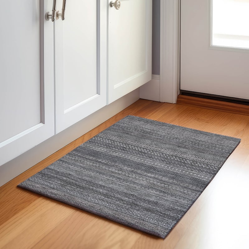 Premium Washable Super Soft Boho Stripes Mayfield Rug - Gray - 1' 8" x 2' 6" - Rectangle