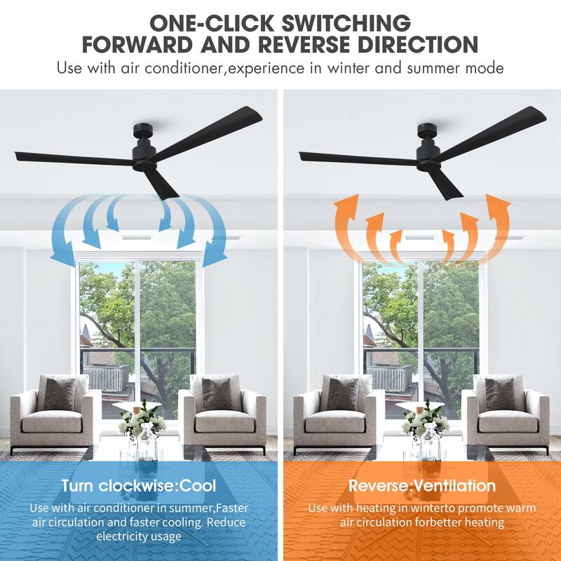 52-in Modern Indoor Outdoor 6-Speed Reversible Ceiling Fan with Remote