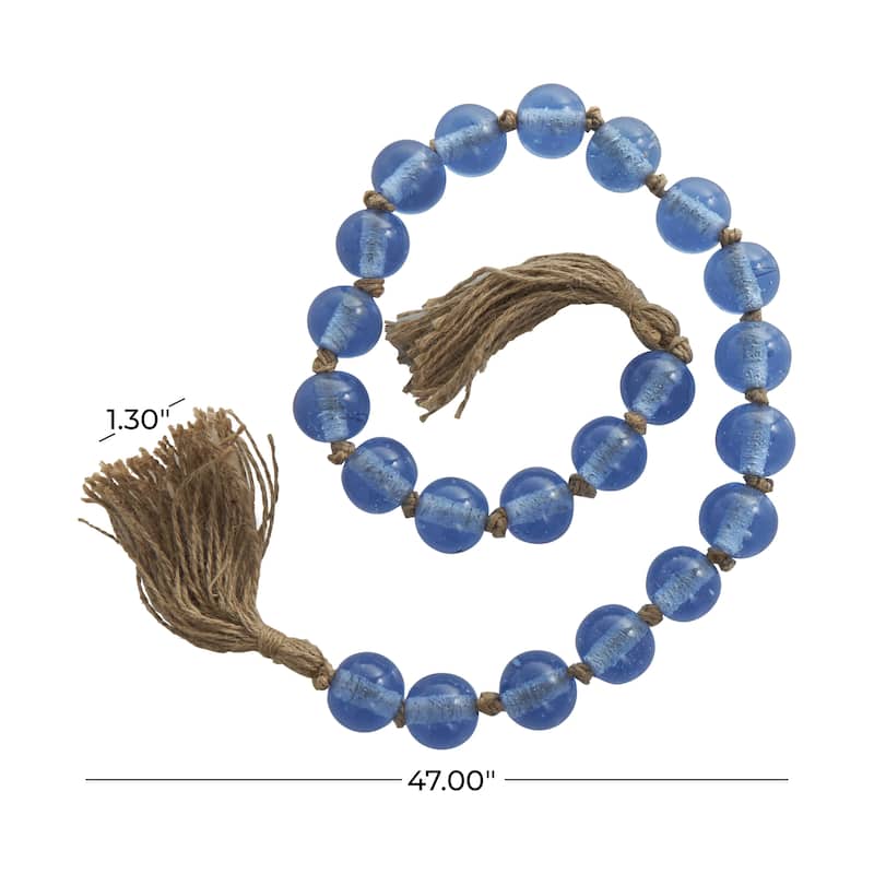 Glass Handmade Round Beaded Garland with Tassel with Knotted Brown Jute - Roche River Decor