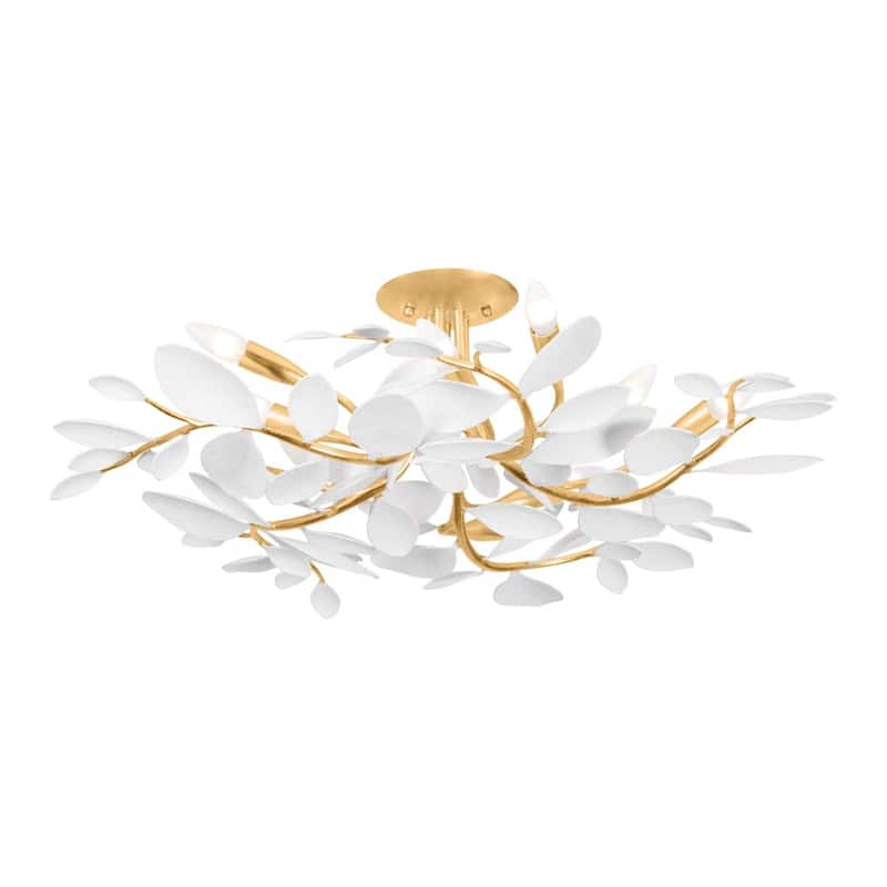 Hudson Valley Lighting 2232 Marabec 10 Light 32" Wide Semi-flush - Vintage Gold Leaf / White Plaster
