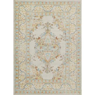 ECARPETGALLERY Machine Woven Esme Ivory Area Rug