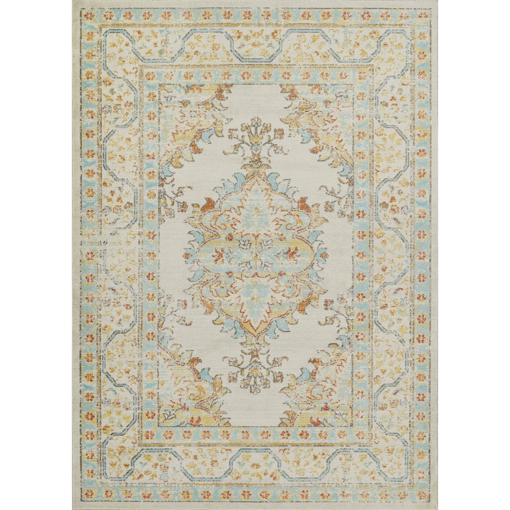 ECARPETGALLERY Machine Woven Esme Ivory Area Rug