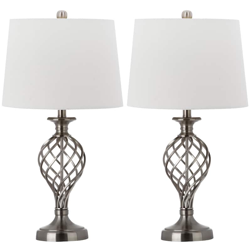 SAFAVIEH Lighting Yesenia 27-inch Urn Nickel Table Lamp (Set of 2) - 14Wx14Dx27H