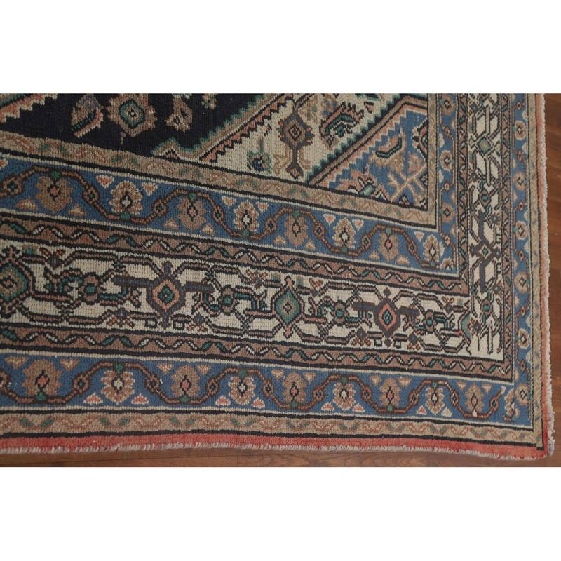 Pink Geometric Hamedan Persian Vintage Area Rug Handmade Wool Carpet - 8'5" x 11'4"