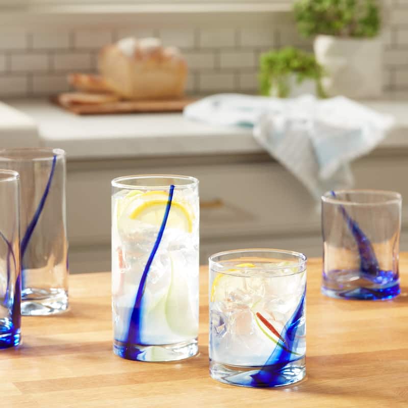 Libbey Blue Ribbon Impressions 8-Piece Tumbler and Rocks Glass Set - Set of 8