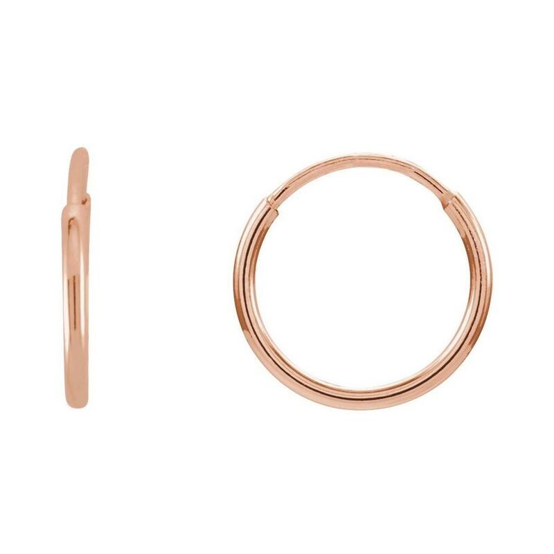 Curata 14k Rose Gold 10mm Polished Endless Hoop Earrings
