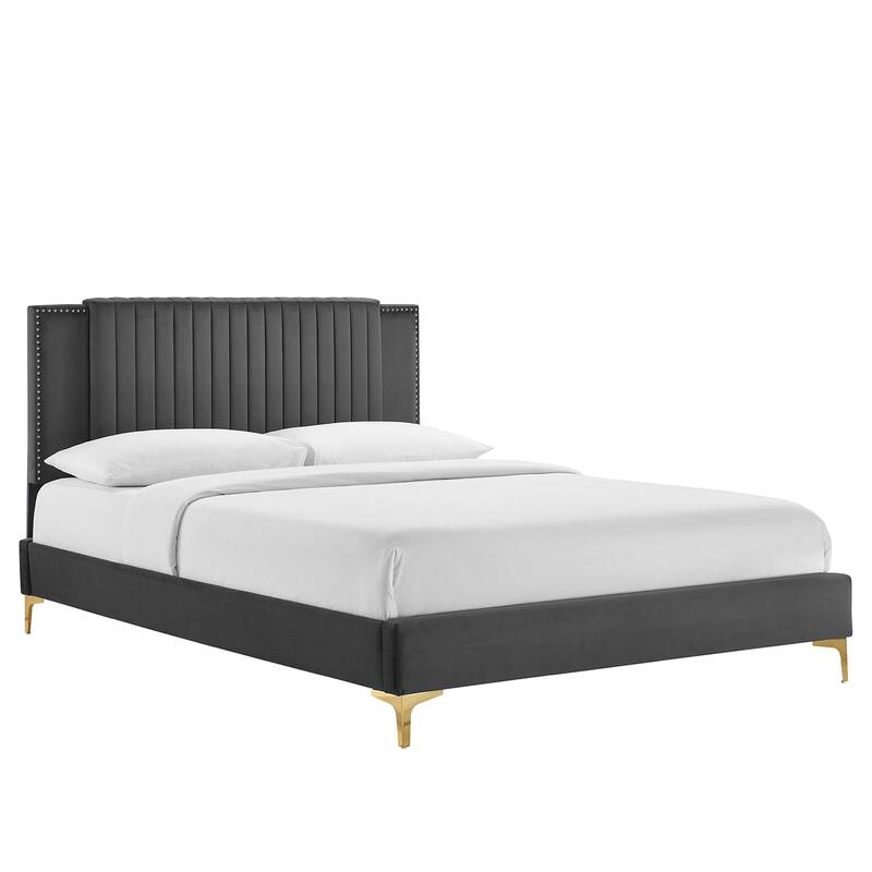 Zahra Channel Tufted Performance Velvet Queen Platform Bed