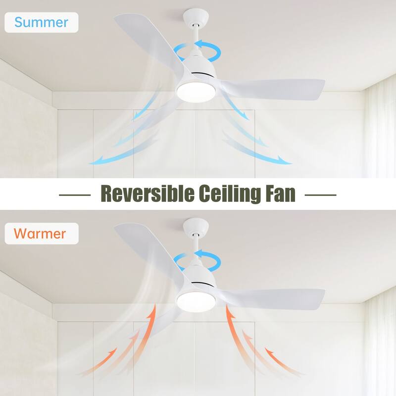 54 Inch DC Ceiling Fan with Lights and Smart Remote Control, Reversible Noiseless DC Motor