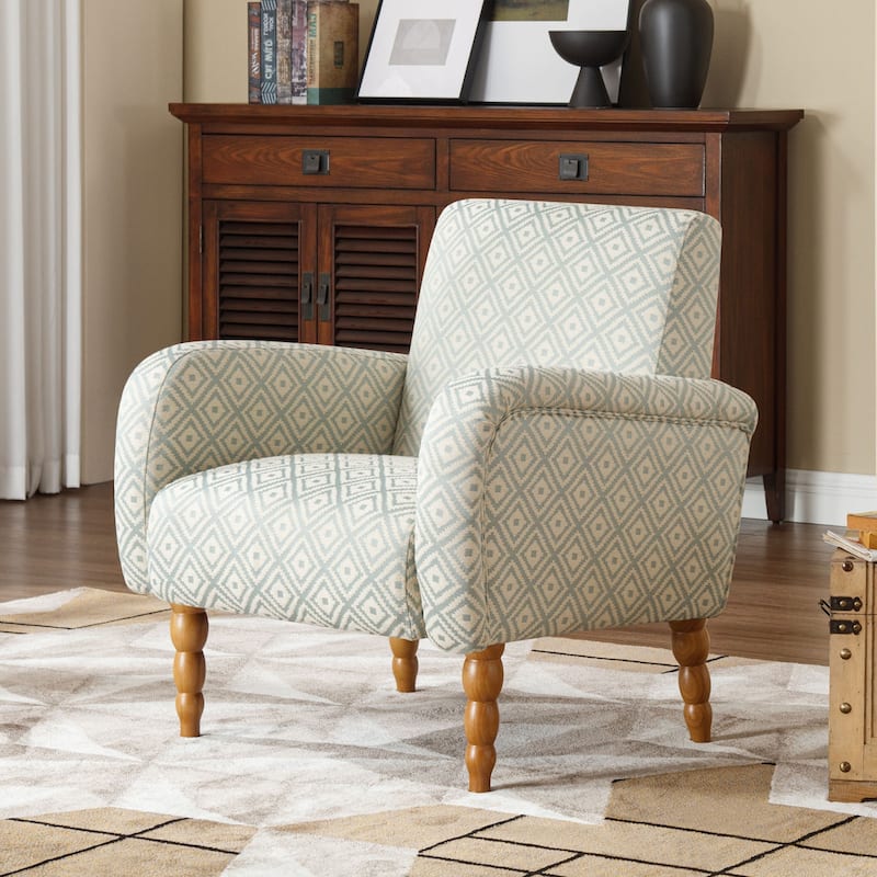 Fabric Armchair Accent Chair with Arms & Wood Legs