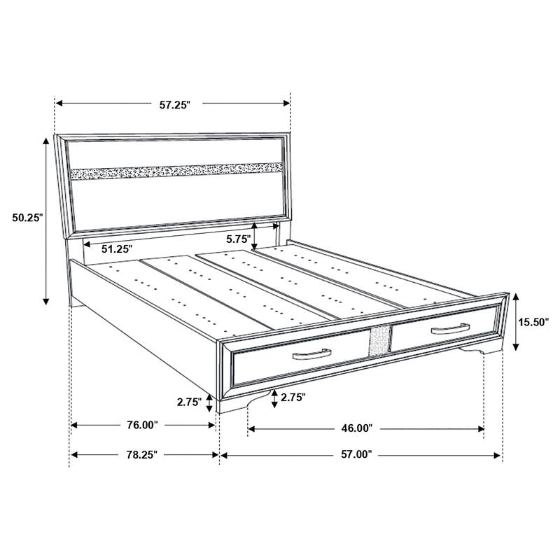 Miranda 4-Piece Storage Bedroom Set with Glittering Stripes