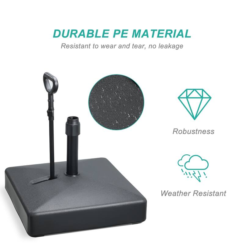 Aoodor Patio Umbrella Base Heavy Duty with Wheels and Pull Rod - Black