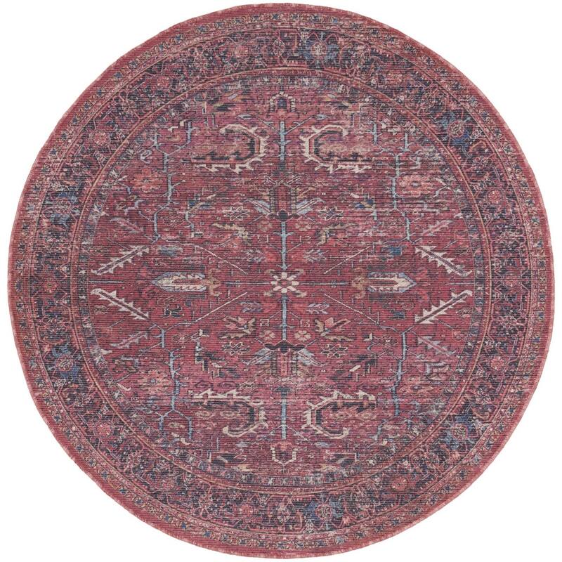 Power Loomed Distressed Geometric Floral Traditional Durable Area Rug - 63' X '63' X '0.28