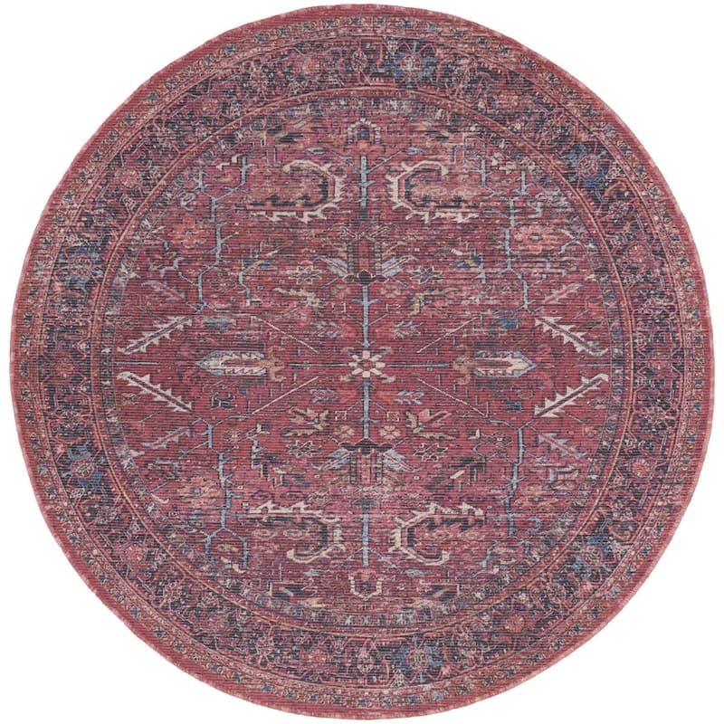 Power Loomed Distressed Geometric Floral Traditional Area Rug - 94' X '94' X '0.28