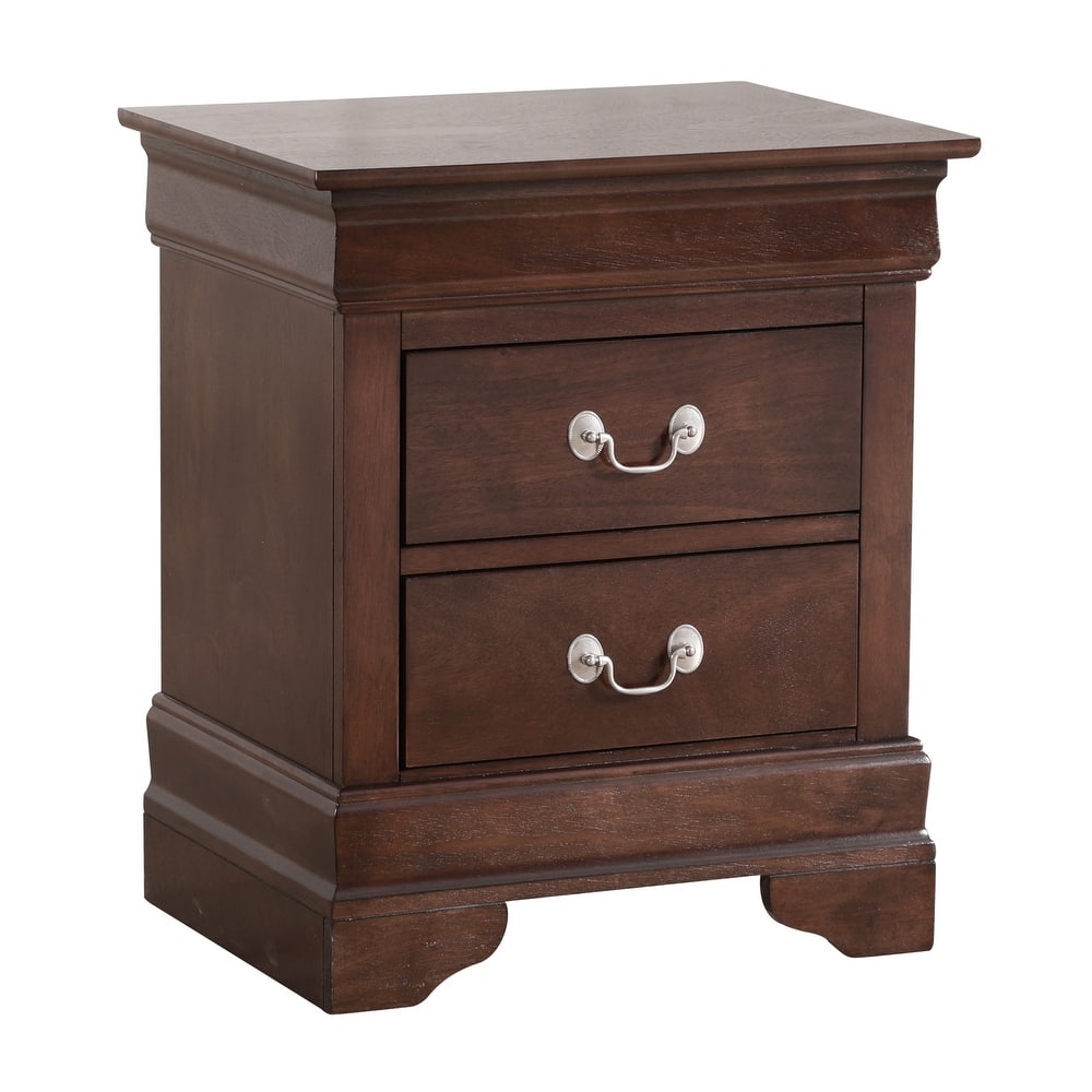 Traditional 21-in Metal Handholder 2-Drawer Wood Nightstand