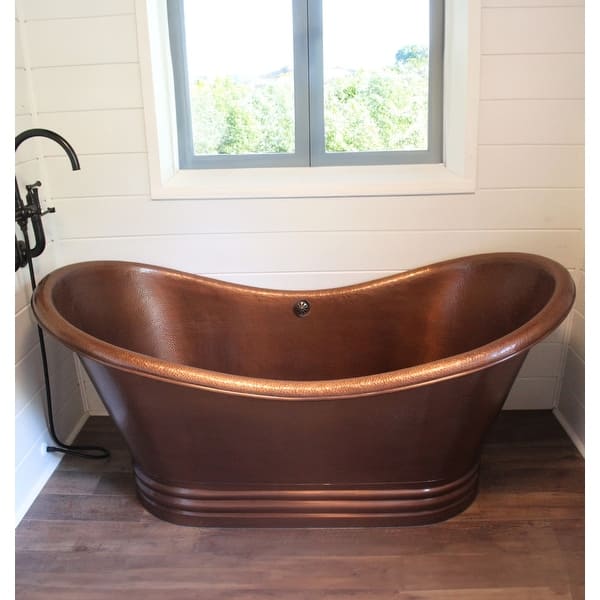 slide 2 of 12, Euclid 6' Copper Freestanding Bathtub with Overflow