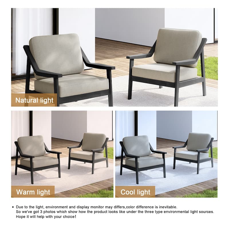 Set of 2 Outdoor Teak Wood Patio Chair with Cushion