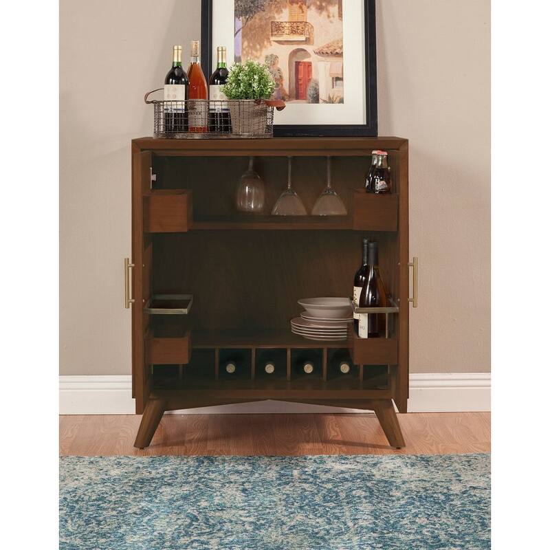 Alpine Furniture Flynn Small Bar Cabinet, Walnut