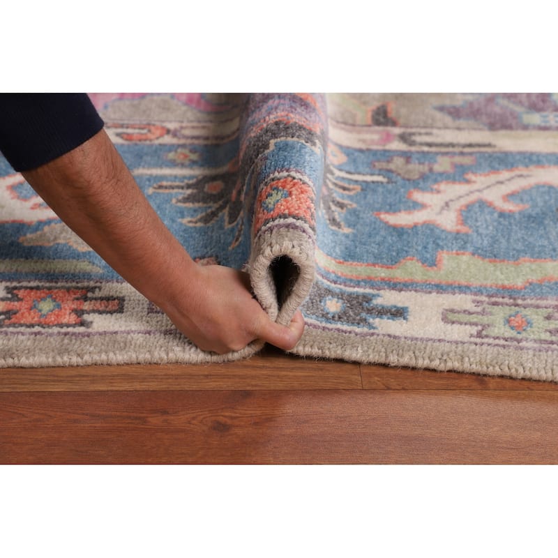 Colorful Oushak Oriental Rug Hand-Knotted Transitional Wool Carpet - 8'9" X 11'9"