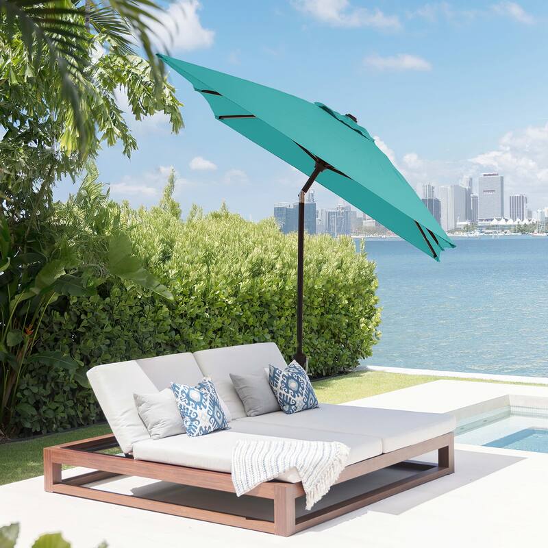 6.5*10ft Rectangular Patio Market Umbrella with Crank & Tilt, UV & Water-Resistant Canopy