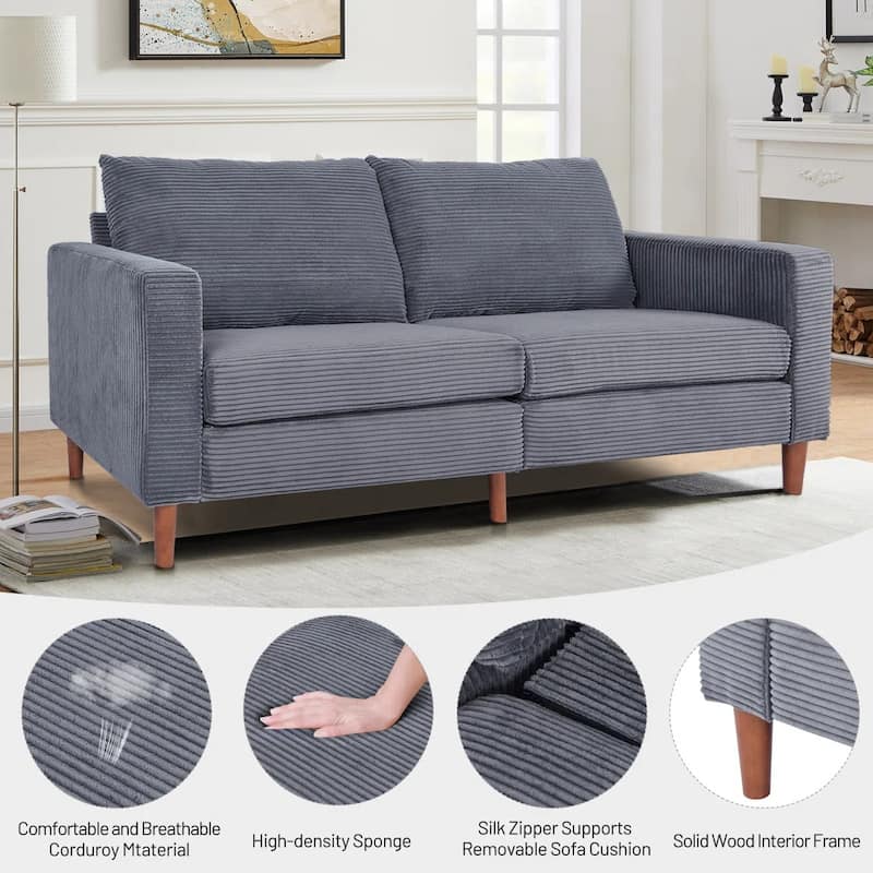 82.7" Sofas for Living Room, Comfy Love Seat Couches, Corduroy Loveseat Sofa,, Easy Assembly for Small Spaces