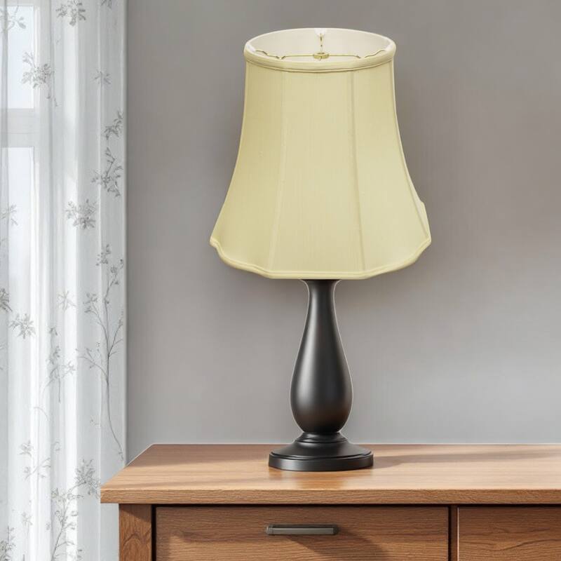 HomeRoots Antiqued White Monay Shantung Silk Bell Lamp Shade - 16''x16''x9''