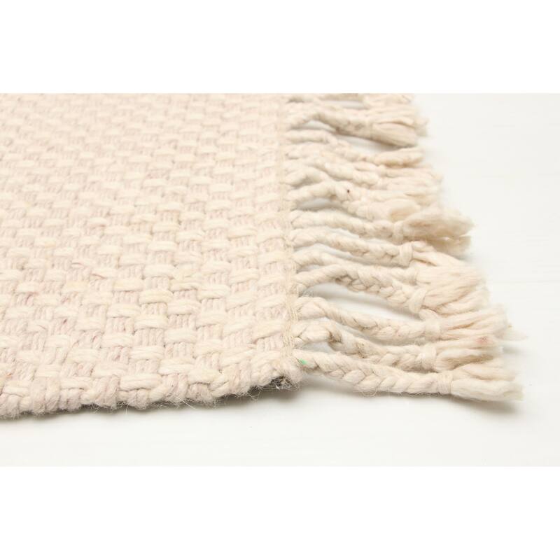 ECARPETGALLERY Braid weave Sienna Beige Wool Rug - 4'11 x 7'10