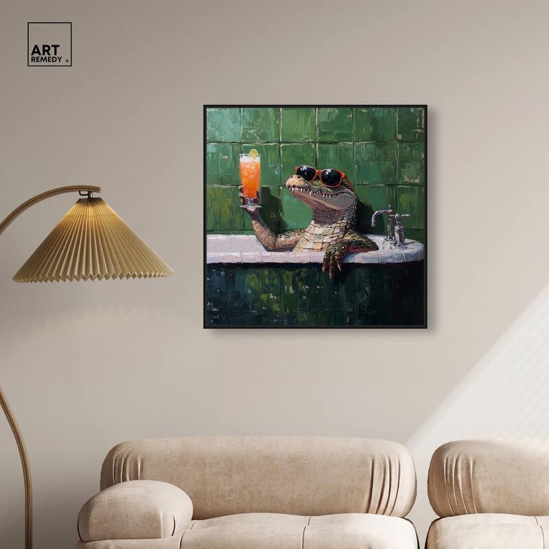 Cocktail Croc I Canvas by Art Remedy