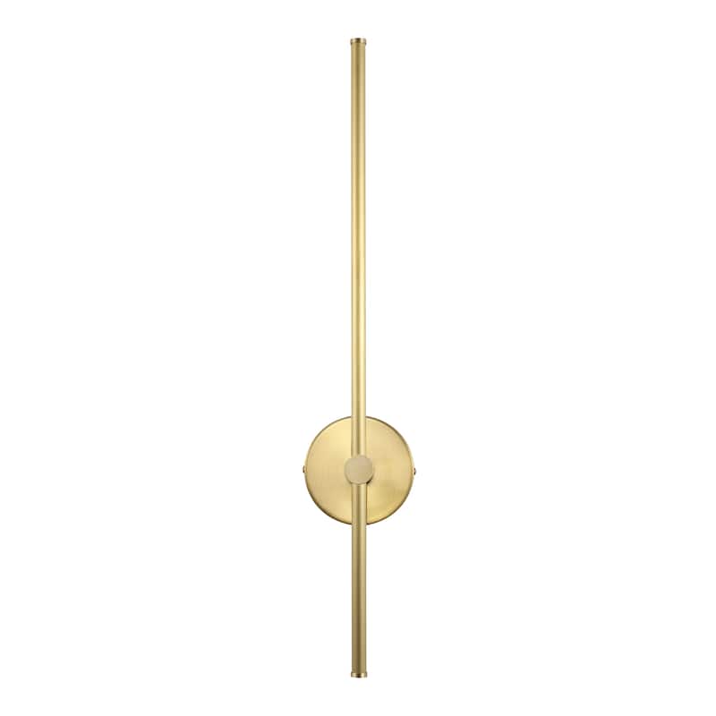 Marion 27.25" 1-Light Modern Minimalist Iron Adjustable Bar Integrated LED Plug-In Sconce, by JONATHAN Y