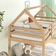 preview thumbnail 5 of 3, Safety and Quality Guaranteed Floor Bunk Bed with Ladder, Rubber Wood & House-Shaped, Twin over Twin, Natural