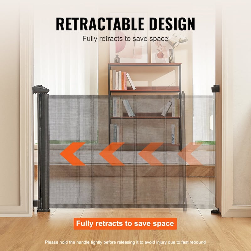 Mesh Foldable Wide Retractable Baby Gate Suitable for Playrooms Kitchens Or Hallways
