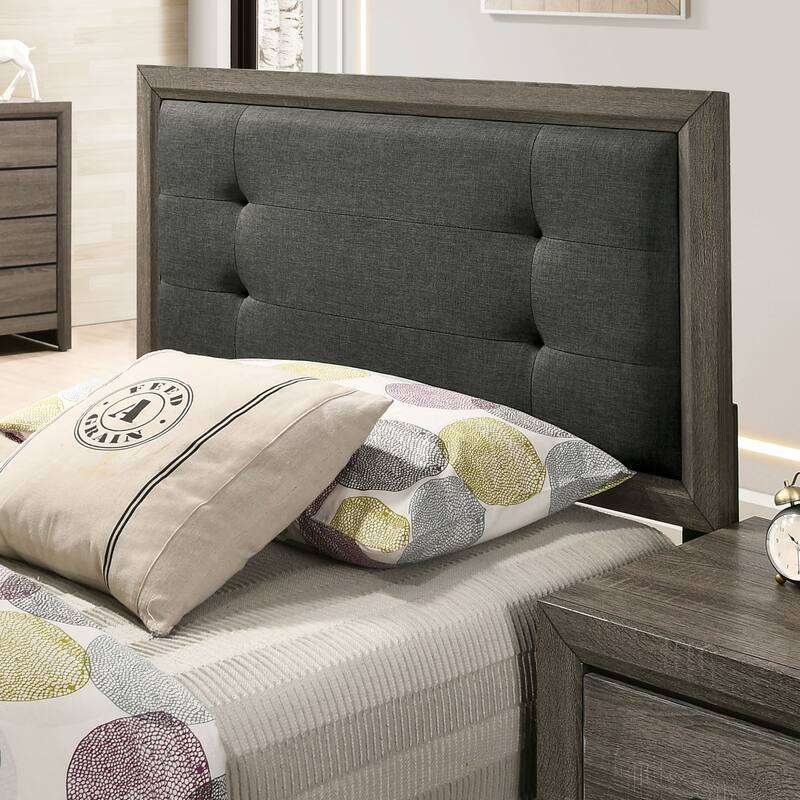 Aury Transitional Grey Wood Tufted 4-Piece Panel Bedroom Set by Furniture of America