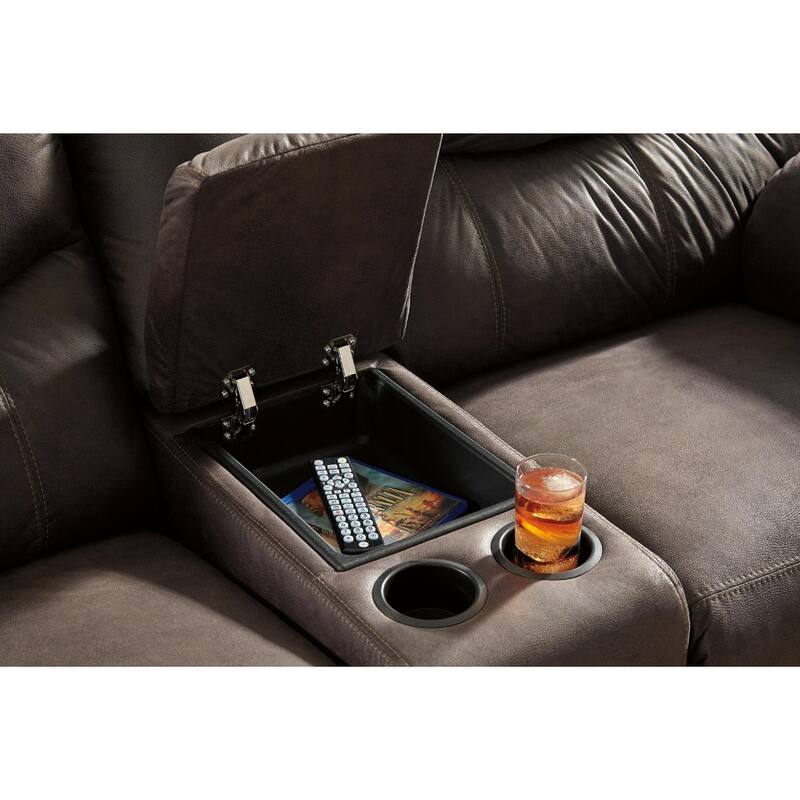 Signature Design by Ashley Boxberg Brown Reclining Loveseat with Console