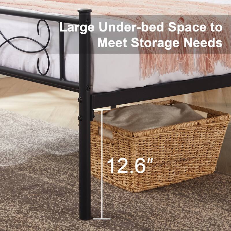 Javlergo Metal Platform Bed Frame with Headboard and Footboard, Under Bed Storage, Mattress Foundation No Box Spring Needed