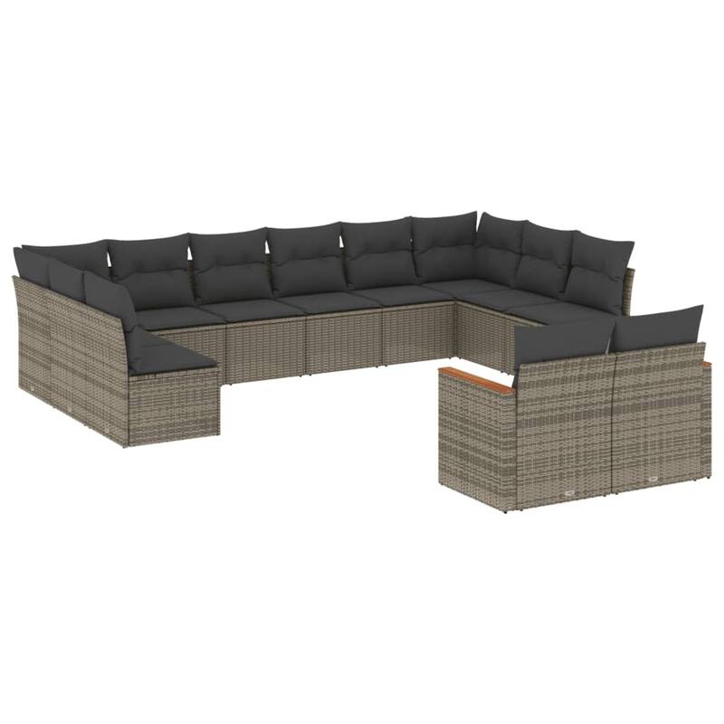vidaXL Patio Sofa Set with Cushions Outdoor Conversation Furniture Poly Rattan - 24.4 x 24.4 x 27.2 in