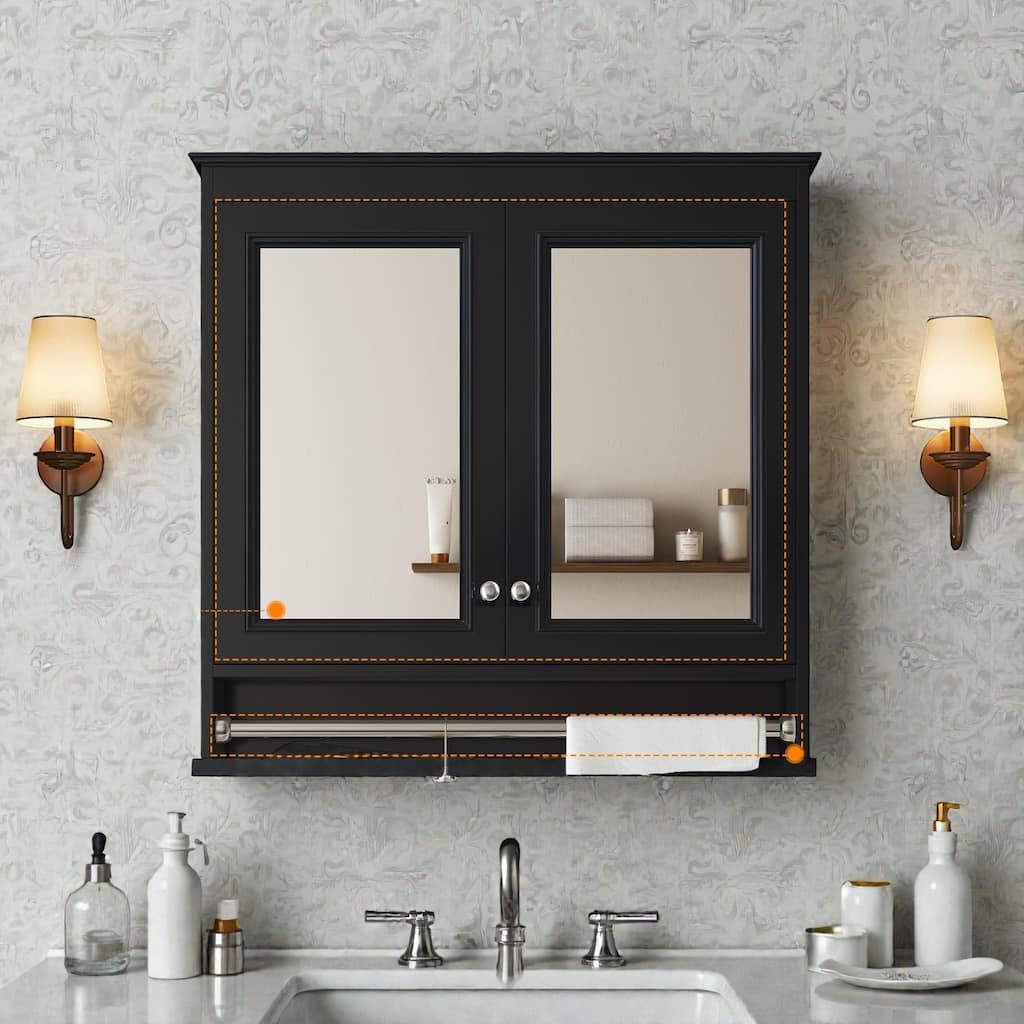 30 Inch Wall Mounted Medicine Cabinet with Mirror, Adjustable Shelves and Soft Close Doors